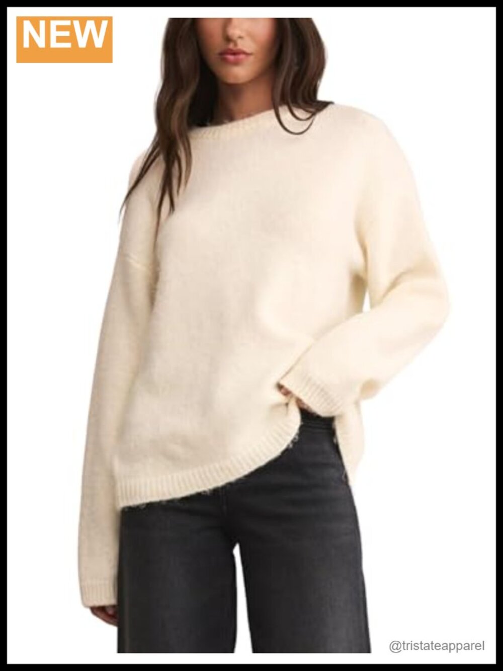 Soft Fuzzy Oversized Knit Sweater Cozy Crewneck Pullover Long Sleeve Womens
